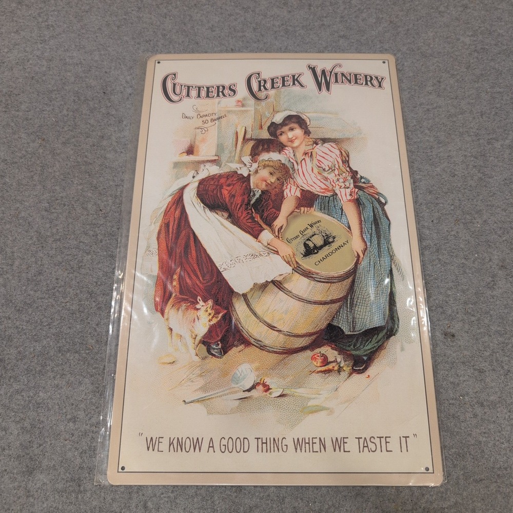 Cutters Creek Winery Chardonnay Vintage Style Metal Tin Sign Wall Decor Art - Picture 1 of 3